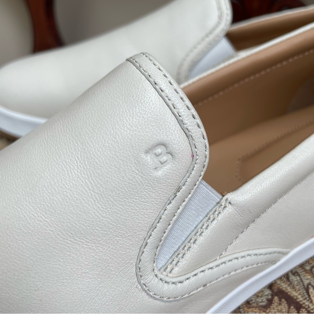 New Bally Hinka Bone White Lamb Leather Slip On Loafer Sneakers Size 10 NWOB - Picture 7 of 12